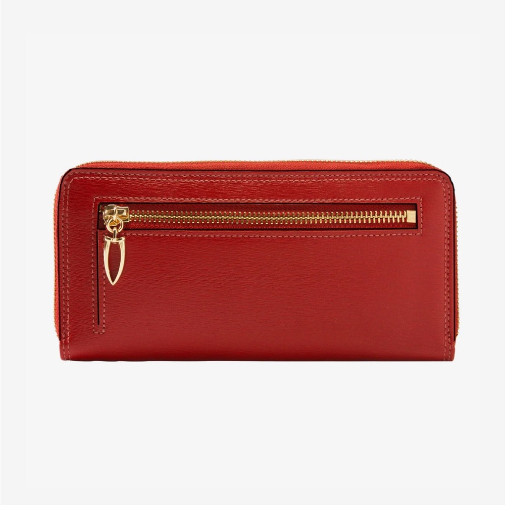 Tusk Madison single zip leather wallet in deep red